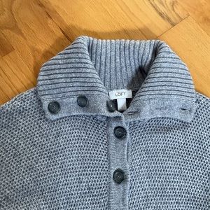 Ann Taylor LOFT chunky ribbed collar gray cardigan